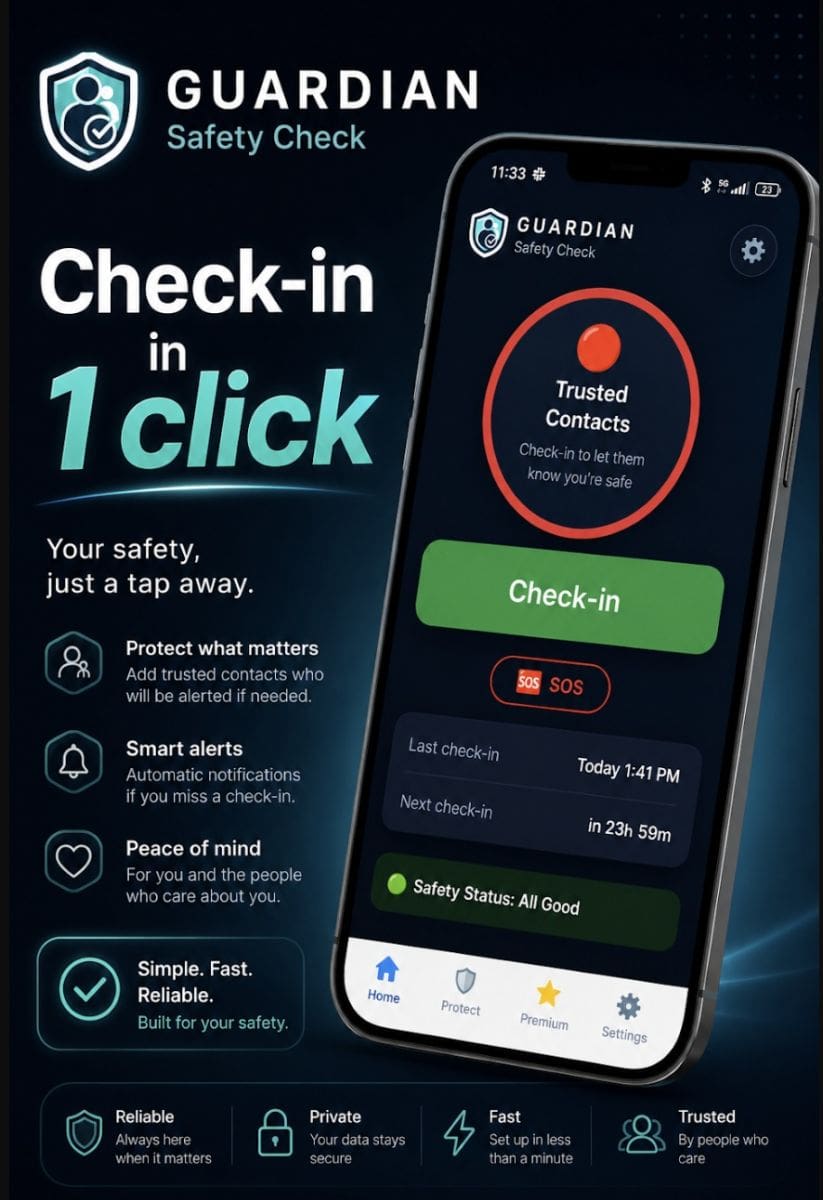 Guardian Safety Check daily check-in and family care network