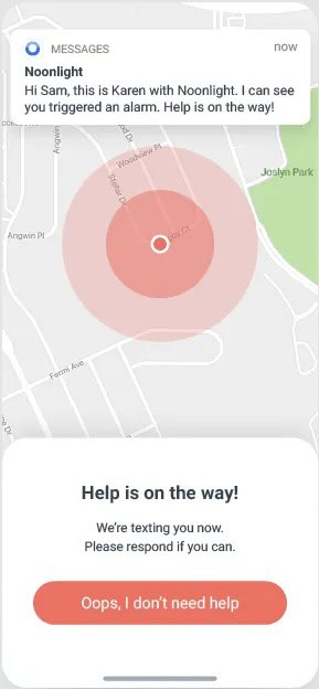 Noonlight personal safety emergency response app screen